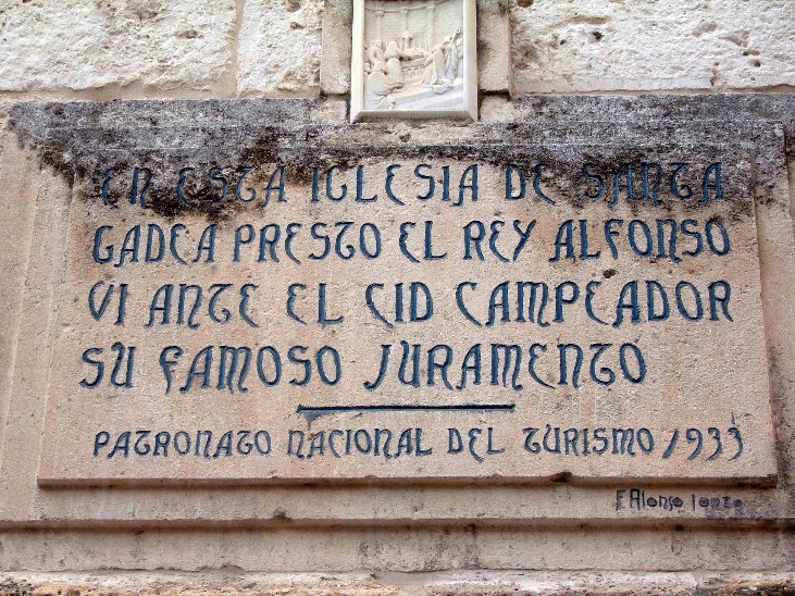 Recordatorio del Juramento de Santa Gadea en el muro de la iglesia de Santa Gadea en Burgos.