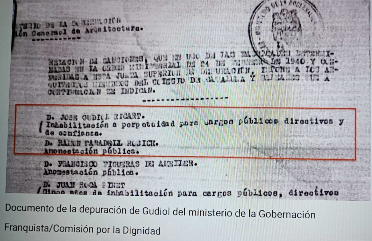 Documento de depuración de Gudiol del Ministerio de Gobernación